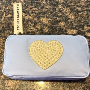 Stoney clover lane Blue Cosmetic Bag with Heart Embellishment bnwt